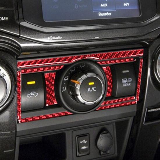 Red Carbon Fiber Interior AC Switch Cover Trim For Toyota 4Runner 2010- SU