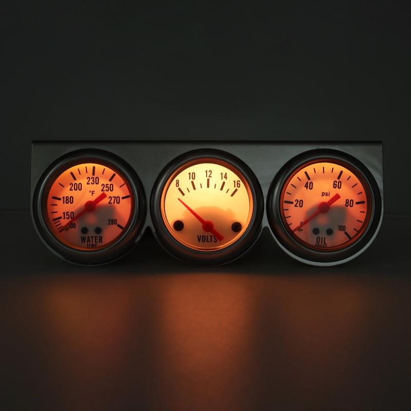 LED Triple Gauge Kit 2" 52mm Water Temperature Gauge+Voltage+Oil Pressure Meter with Sensor for Petrol Racing Car 12V
