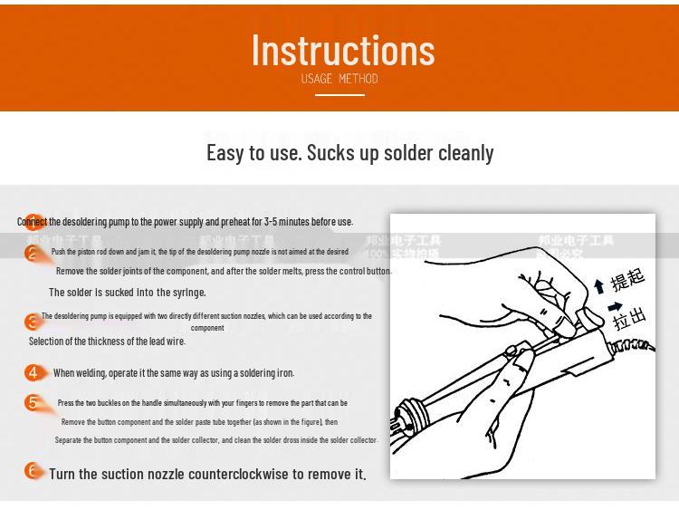 Yellow Flower Dual-Use Electric Soldering Iron & Manual Desoldering Pump 842C/845S