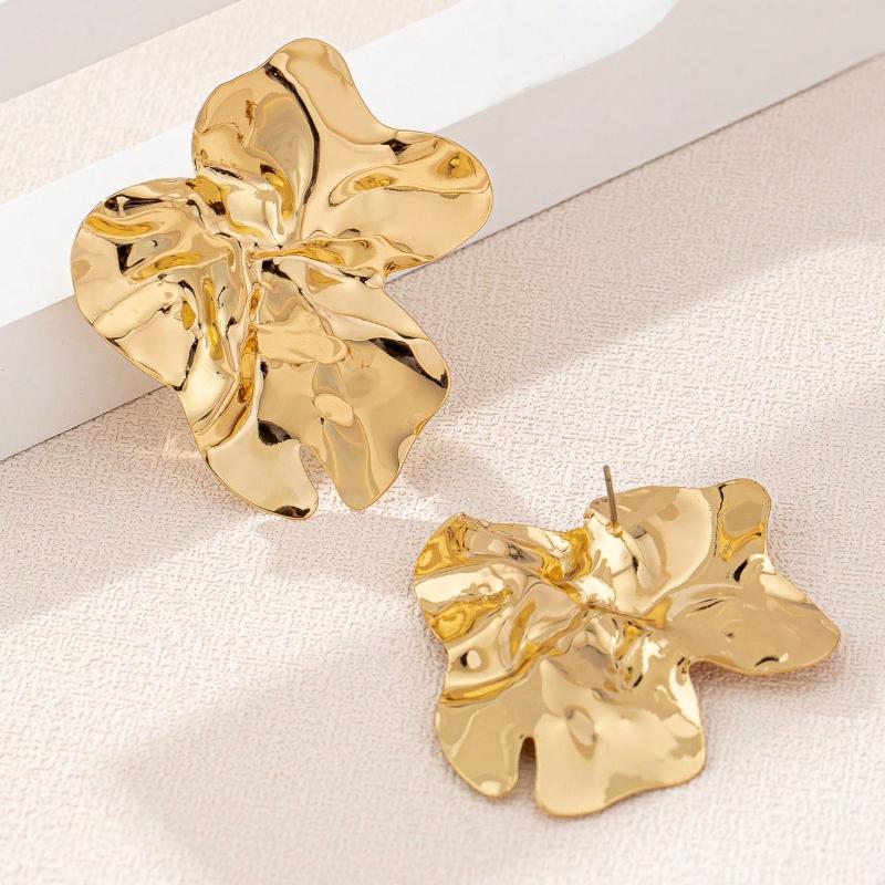 1 Pair Geometric Chic Iron Stud Earrings, Suitable for Weddings, Parties and Daily Wear