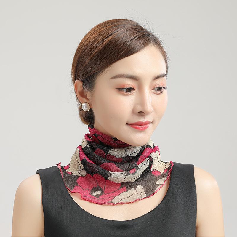 New Style Bib Women's Hedging Thin Sunscreen Veil Small Silk Scarf Neck Guard Mask Women Gauze Scarf with Shining