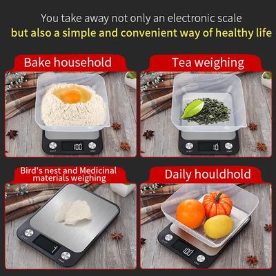 15kg/1g Kitchen Scale Stainless Steel Food Coffee Kitchen Waterproof Scale Digital Food Baking Milk Vegetable Weight Scales