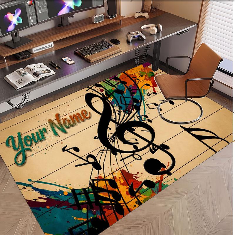 Tappeto in Velluto Morbido di Cristallo Tema Generale Musica Stampa Personalizzata Nome & Testo Tappeto Antiscivolo per Camera da Letto Soggiorno