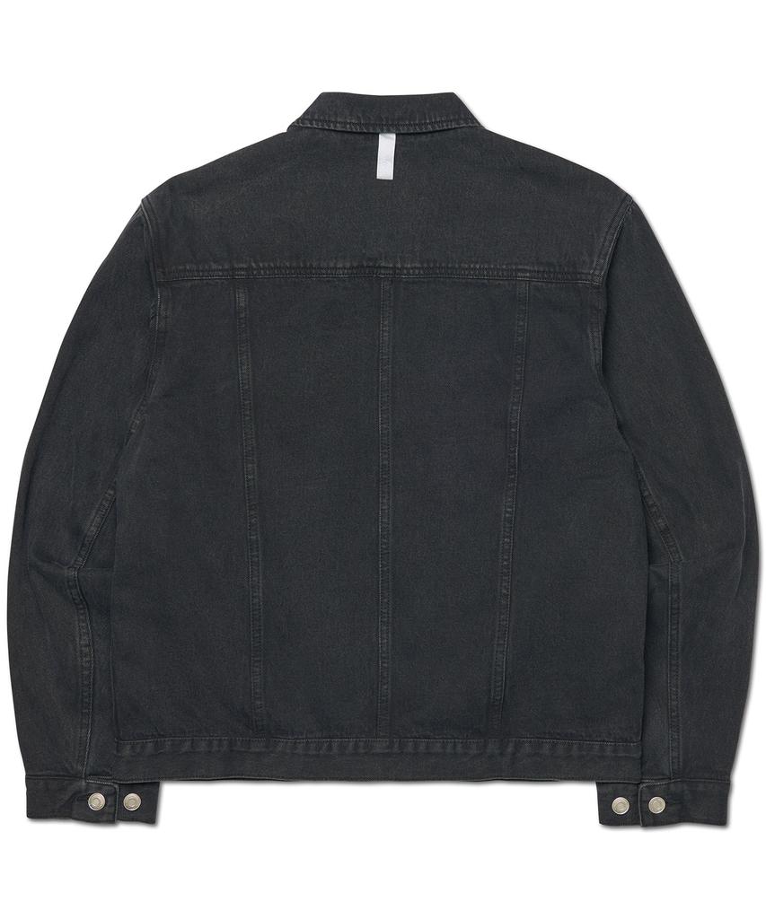 NOMANUAL Denim Trucker Zip Jacket - Washed Black
