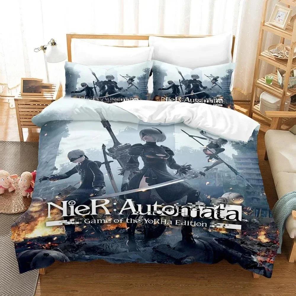 3D Printed NieR Automata Beding Set For Bedrom Soft Modern Bedspreads Comefortable Children Kids Soft Duvet Cover Comfortable Quilt Cover And