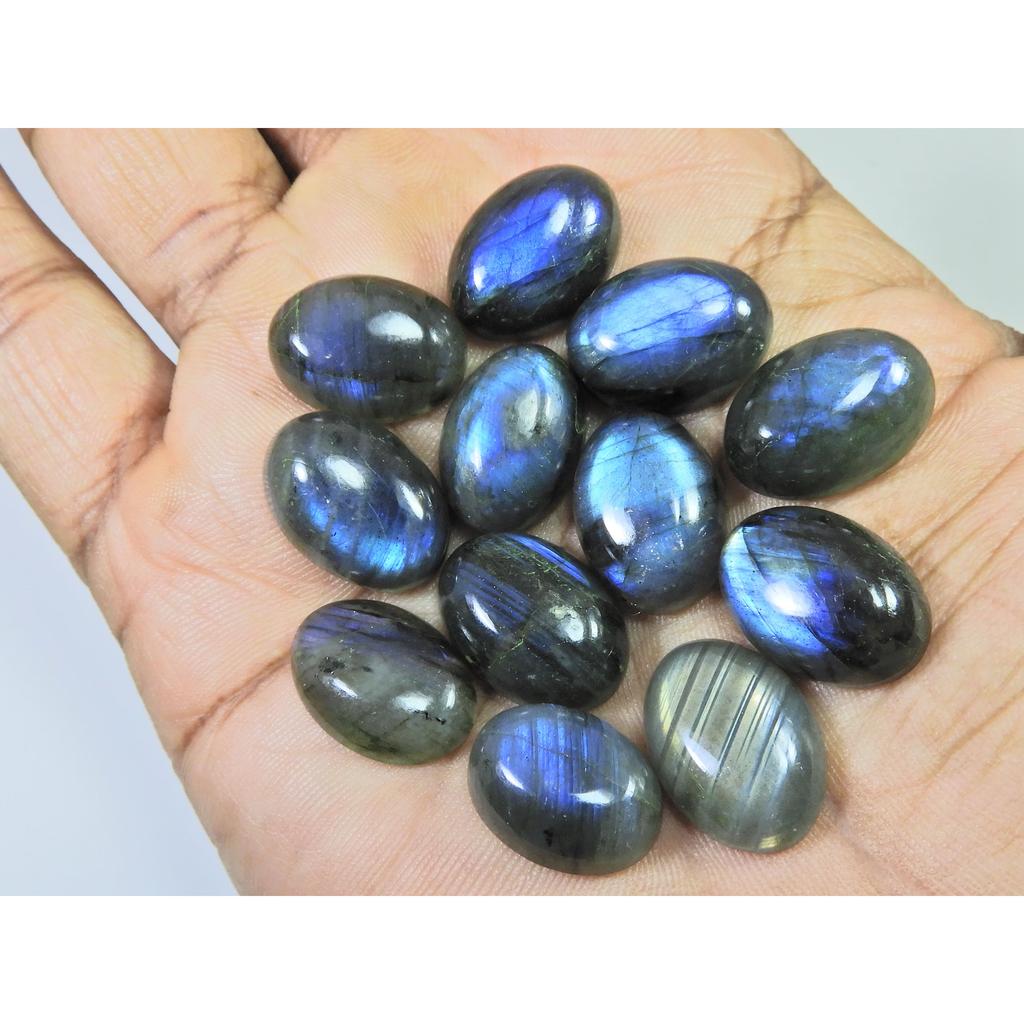 13X18MM Natural Labradorite Blue Fire Oval Cabochon Loose Gemstone 12Pcs Lot C-1082