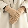 Button Winter Gloves Fleece Cycling Mittens Simple Women Gloves  Female