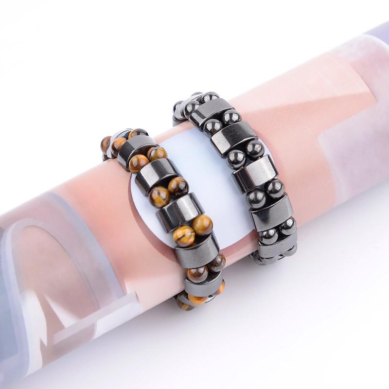 Nature Yellow Tiger Eye Hematite Beads Bracelet Therapy Health Care Magnet Hematite Men's Jewelry Charm Bangles Gifts For Man