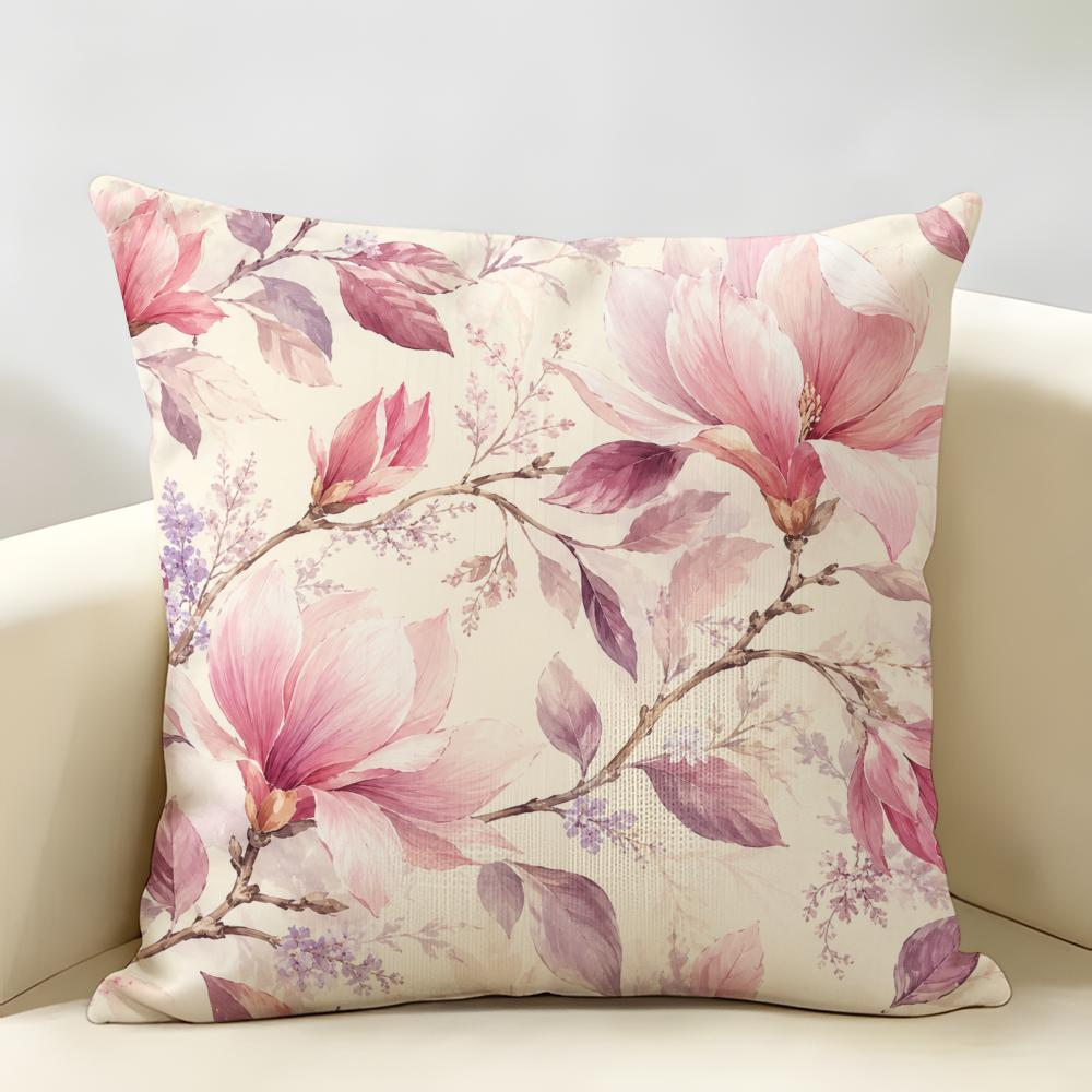 French Minimalist Luxury Flowers Cushion Cover Durable Hypoallergenic Organic Linen Short Pillow Cover Washable