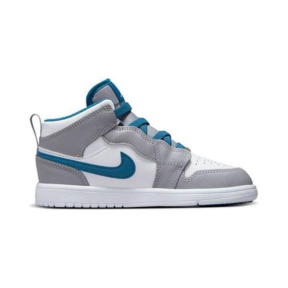 Jordan 1 Mid Alt Cement Grey True Blue (PS) Kids Sneakers Aquatone Celestial-Gold-White AR6351-014