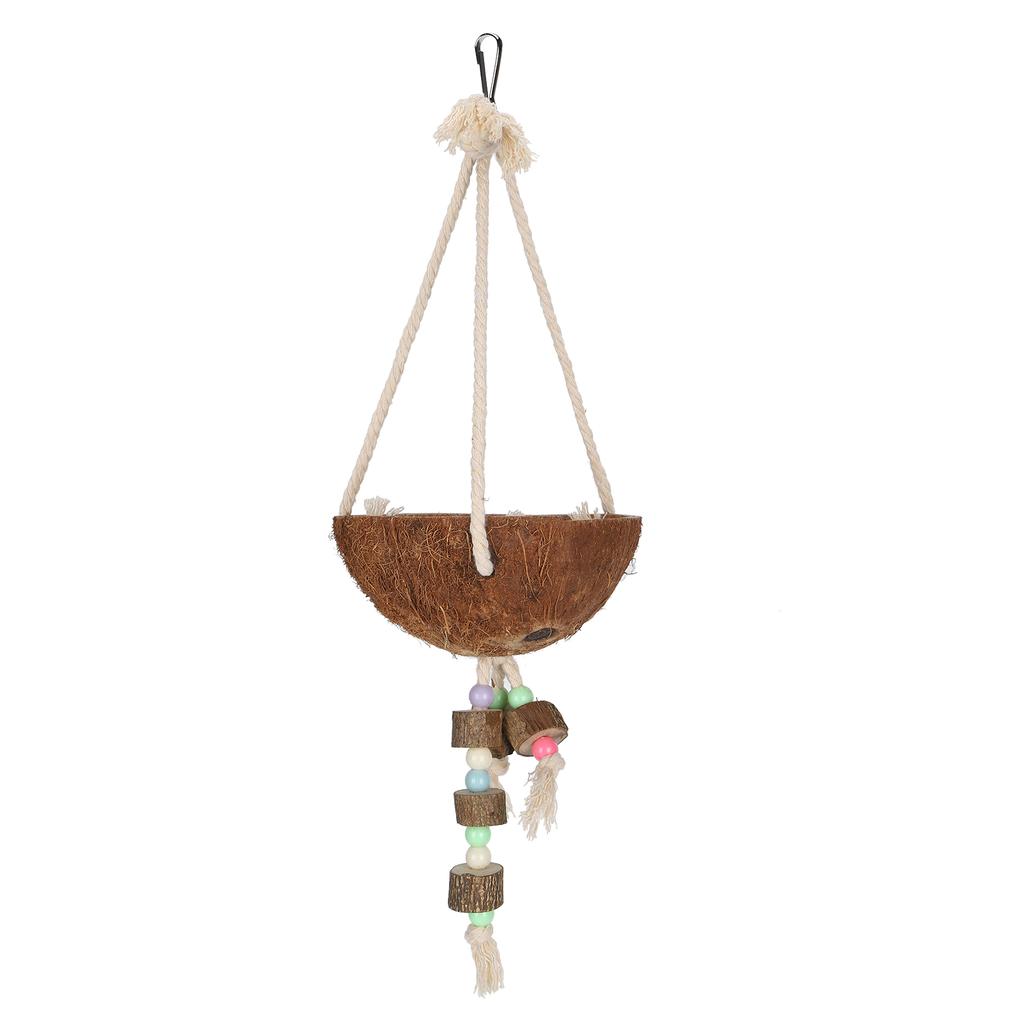 Nature Coconut Hanging Cage Bird Nest Shell Swing Parrot Biting Toy Pet Supplies