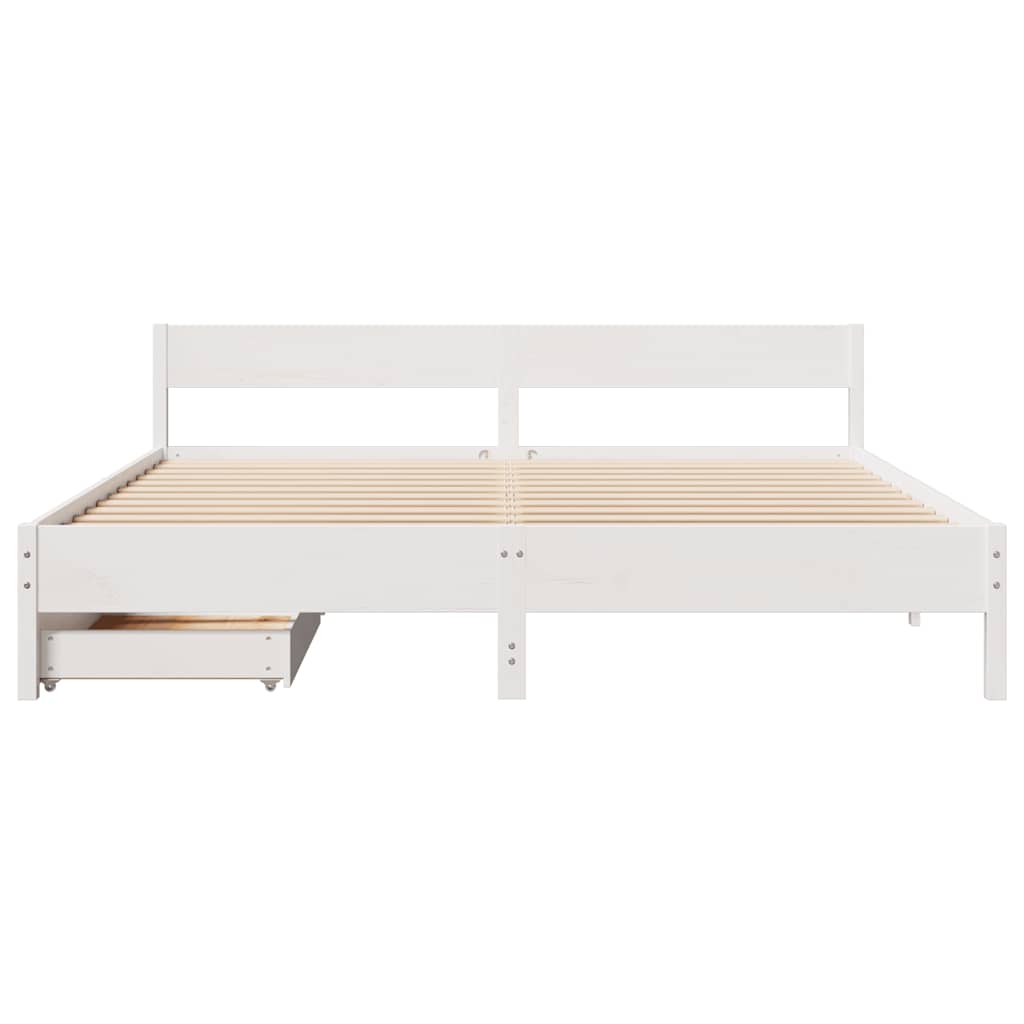 Solid Wood Bed without Mattress White 160x200 cm Pine Wood