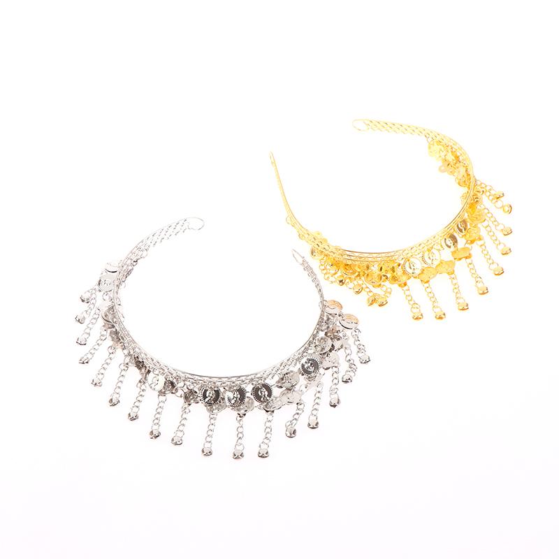 1Pc Women Belly Dance Hairpin Coins Tassels Gypsy Headband Indian Dance Performance Clothing Accessories Head Chain