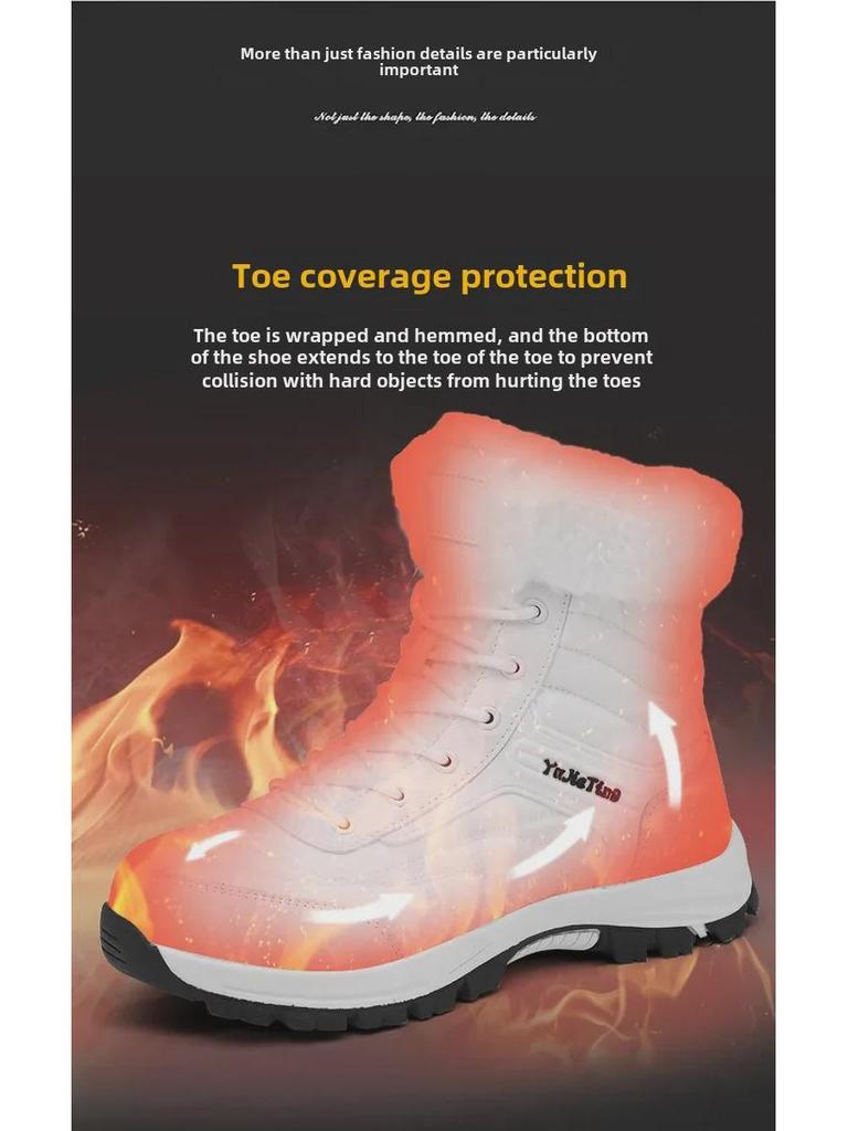 Men's Waterproof Non-Slip Winter High Top Snow Boots - Thickened Velvet Cotton, Large Size