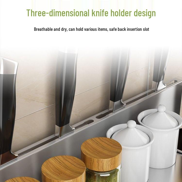 Stainless Steel Kitchen Storage Rack & Knife Holder Organizer