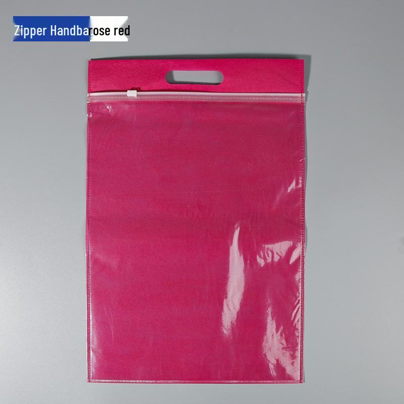 Semi-transparent Thickened Non-woven Zipper Bag with Handle for Clothes, Shoes, and Socks Storage.