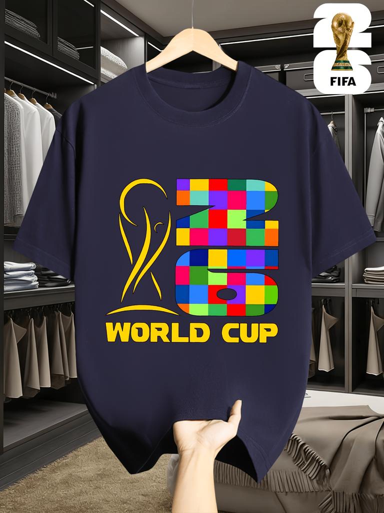 Men'S Short-Sleeve T-Shirt Featuring a Fun FIFA Football Design for The 2026 Usa-Canada-Mexico World Cup, Perfect for Street Style.