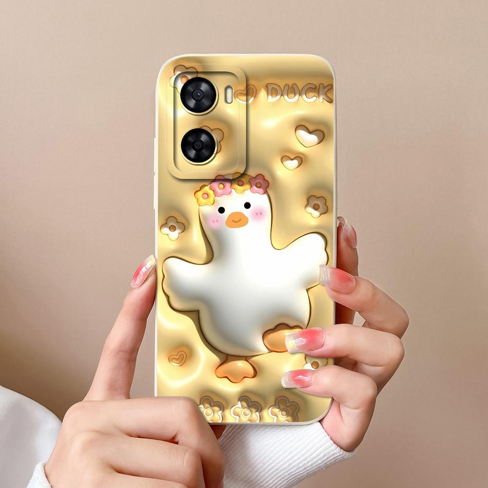 For Oppo A57 A57S A57E Case Cute Cartoon Soft Liquid Silicone Back Cover For Oppo A 57 4G 5G Full Protection Shockproof Bumper