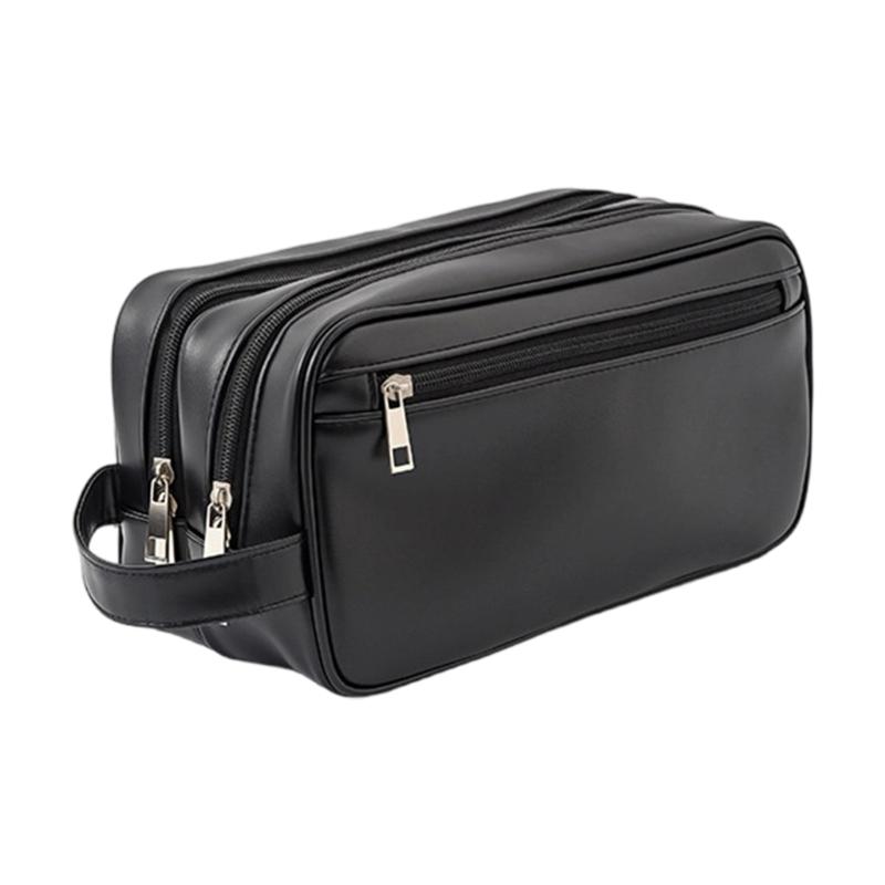 Men s Waterproof PU Cosmetic Bag Double Layer Organized Large Capacity For Travel Portable Toiletry Organizer 1