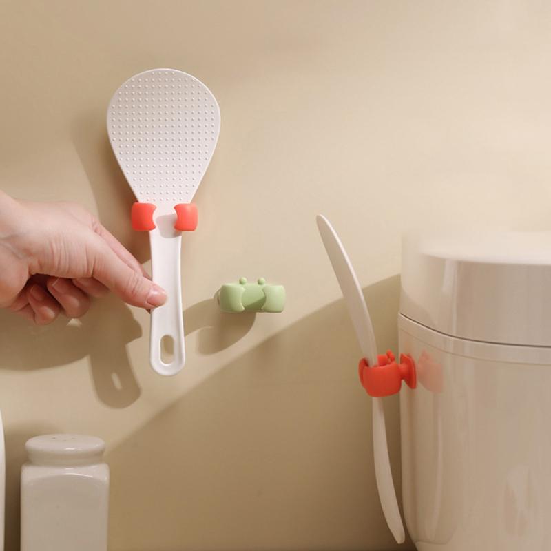 1 ks Roztomilý Krab Silikonový Držák na Rýžovou Lžíci Závěs na Rýžovou Lopatku Přenosný Samolepicí Držák na Krabí Špachtli Přísavka Podložka pod Lžíci