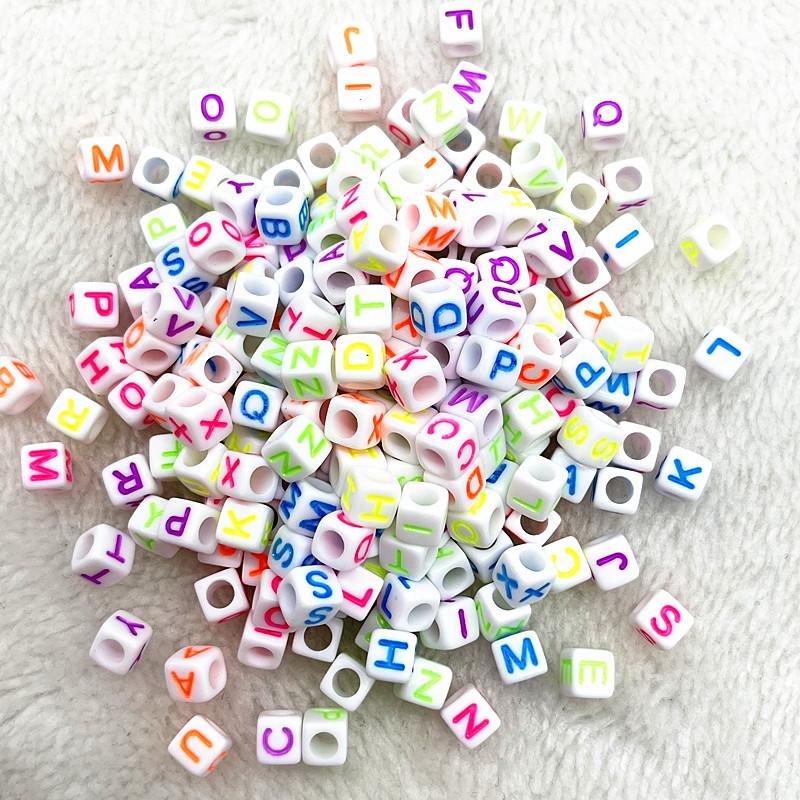 100pcs 7x4mm 6x6mm Mixed Alphabet Letter Beads Charms Beads for Making Jewelry Diy Handmade Bracelets Accessories
