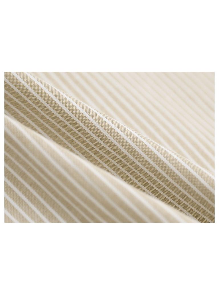 GUBIN Lettering Sleeve Striped Shirt - Beige