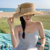Boho Lace Flower Straw Hat Wide Brim UV Protection Cap Fashion Women's Sun Hats  Summer