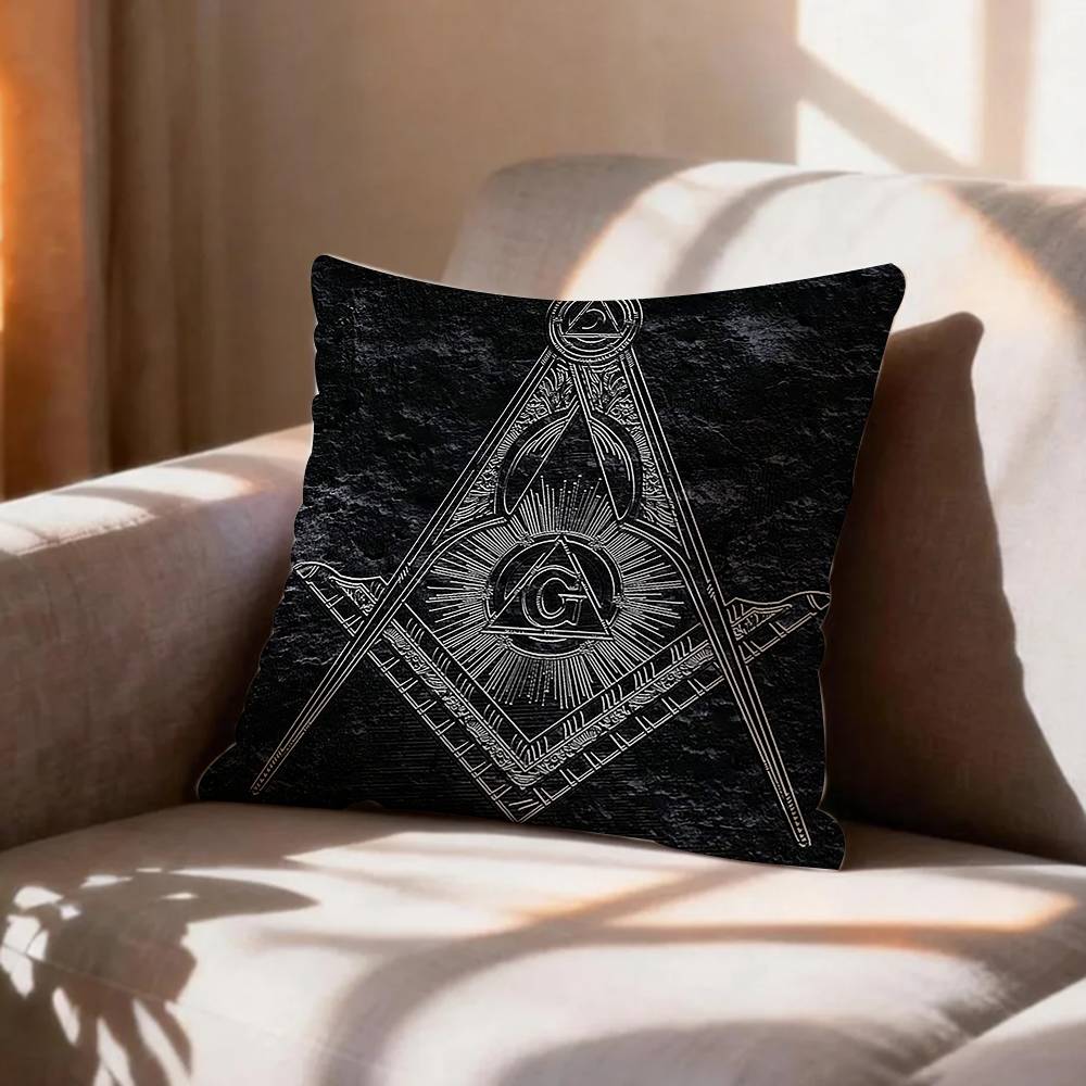 COOL FFreemasonry Symbol Pillow Case Pattern Printed Pillowcase For Living Room Sofa Cushion Cover