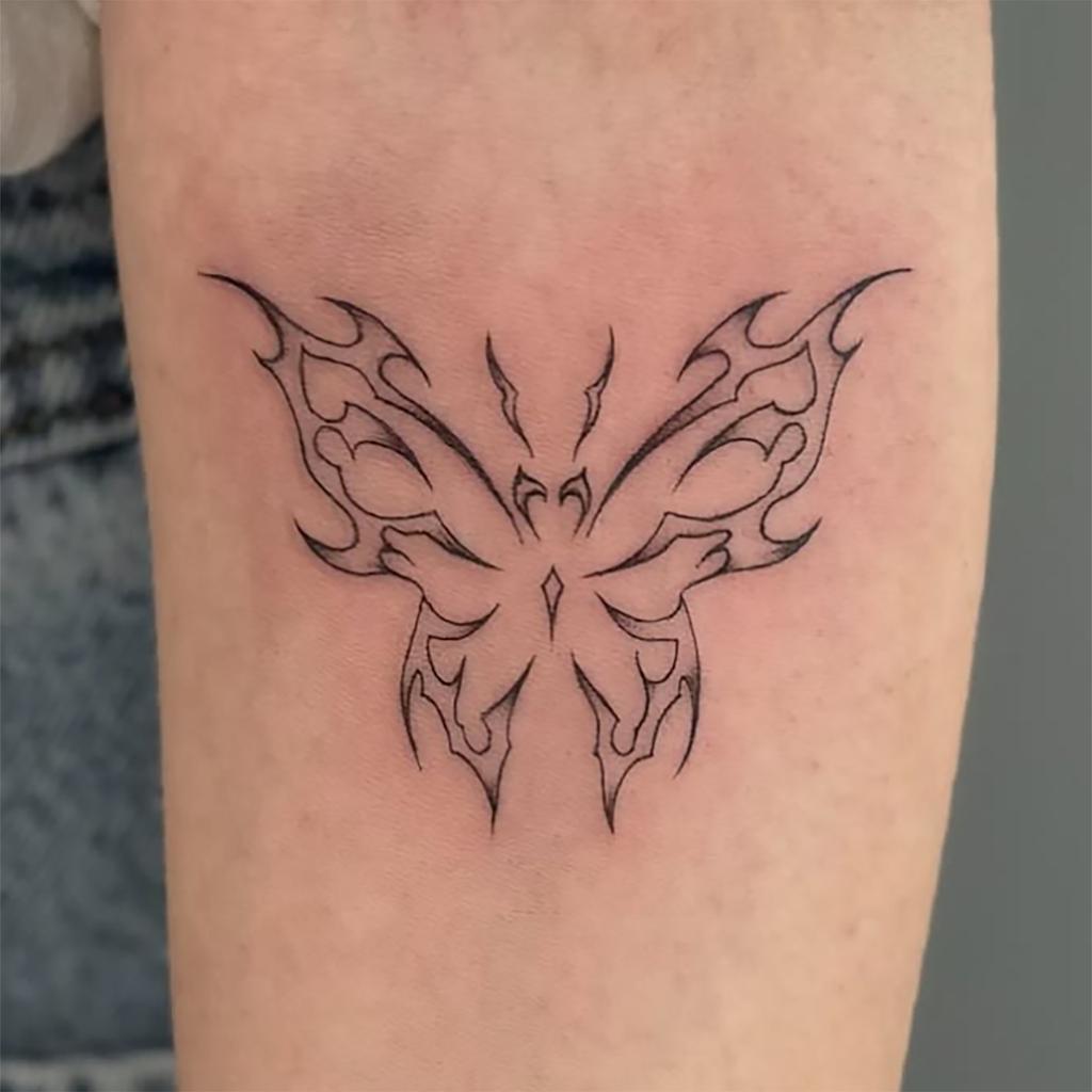 Tattoo Sticker Simple Butterfly Line Tattoo Sticker Disposable Temporary Tattoo Sticker