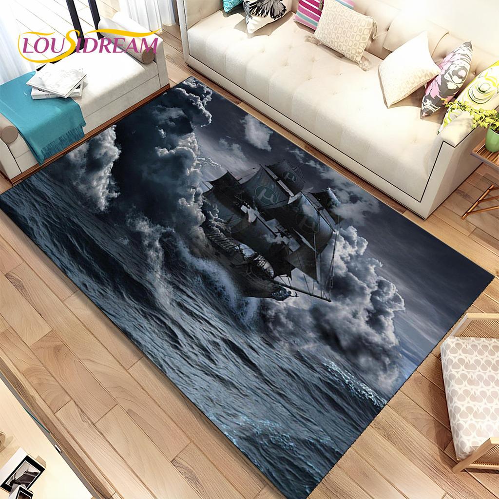 Un bateau pirate, une barque, un bateau, un tapis pour la maison, le salon, la chambre à coucher, un canapé, un paillasson, un tapis de sol antidérapant