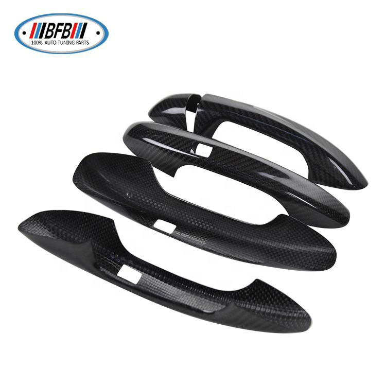 Glossy Carbon Real Dry Carbon Fiber 4-Door Handle Cover Stick-On SA Holes Luxury Style for Mercedes Benz E-Class W213 2016-2018