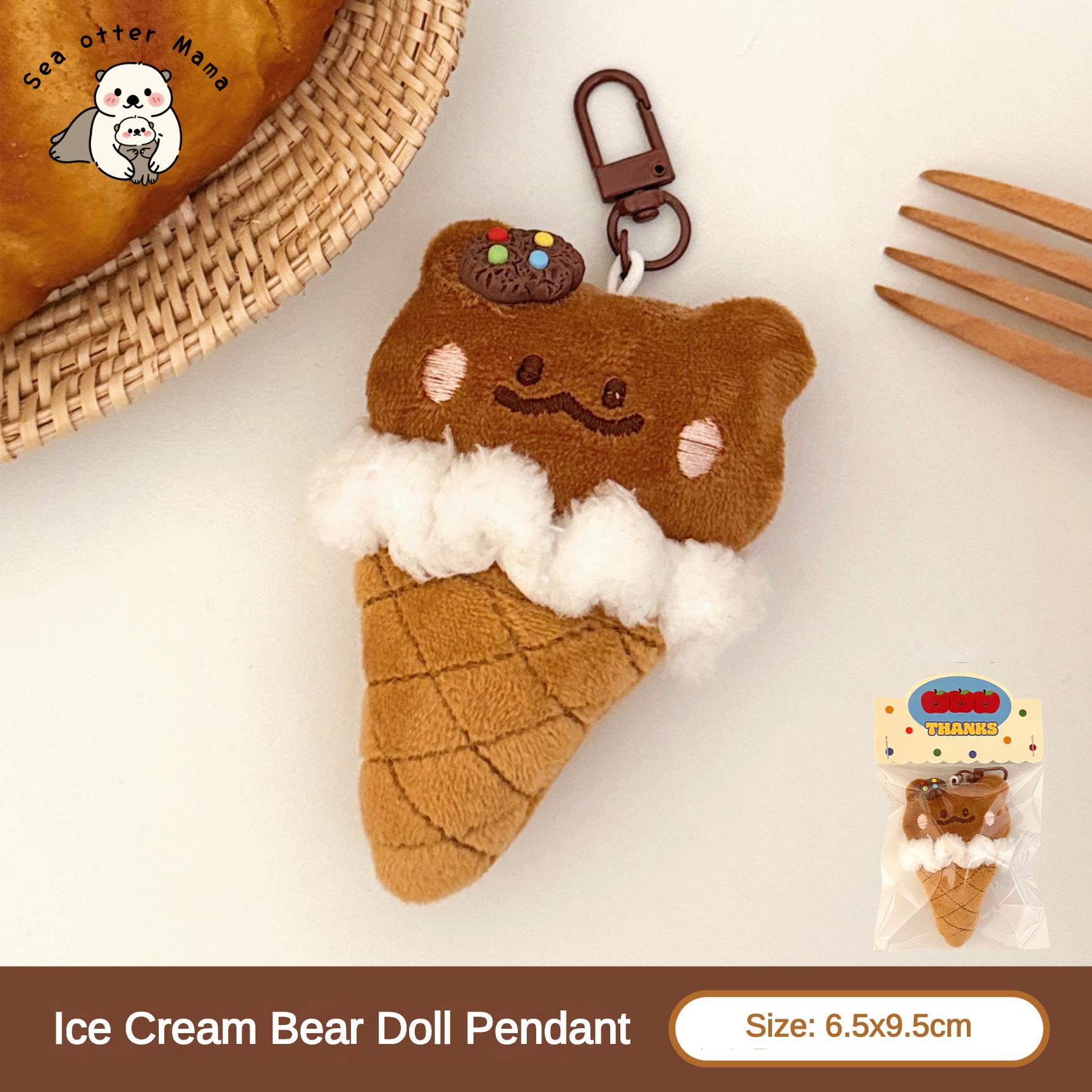1/5 Pcs Cute Plush Pendant Ice Cream Animal Pendant Backpack Keychain Versatile Pendant Plush