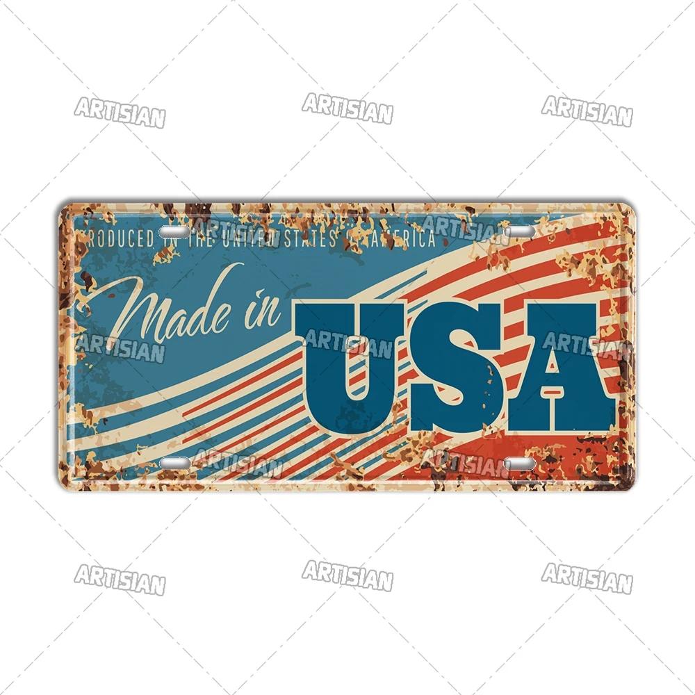 USA License Plate Landmark Metal Wall Sculpture|US City/State Design,Tin Plaque,Halloween&Christmas Gift,Garage/Bar/Cafe Decor