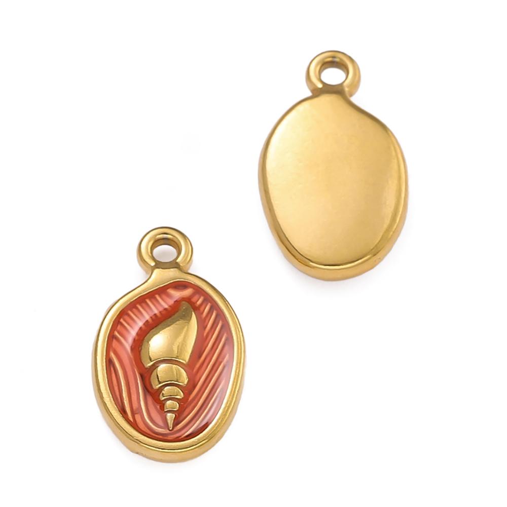 2 Pièces/Lot Pendentifs Ovale en Acier Inoxydable avec Coquillage pour Colliers Bracelets Accessoires de Fabrication de Bijoux