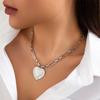 Vintage Heart Pendant Necklace Adjustable Length Neckchain Elegant Geometric Clavicle Chain Accessory for Parties