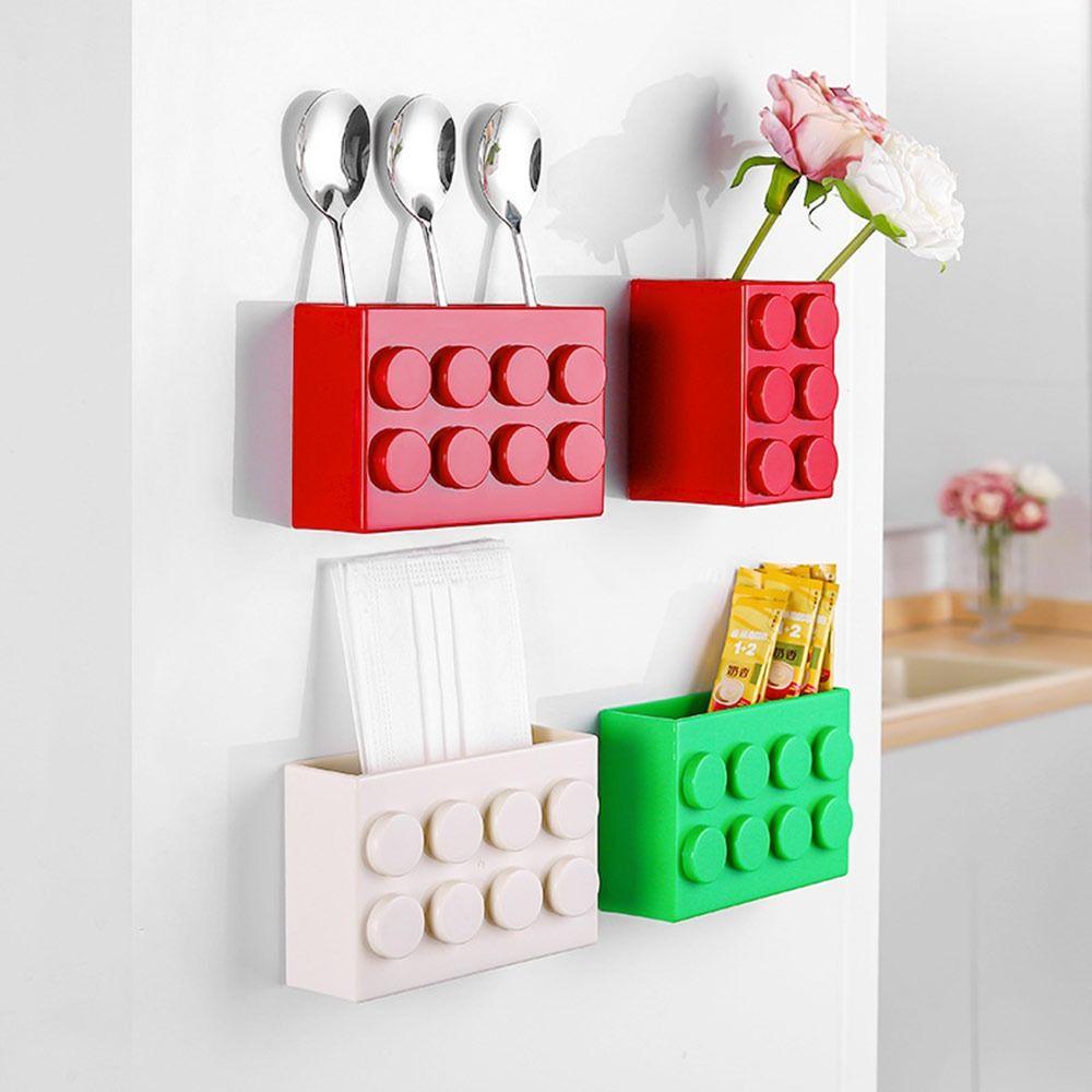 2Pcs Building Block Block Storage Box Tableware Container Desk Organizer  Kitchen Supplies