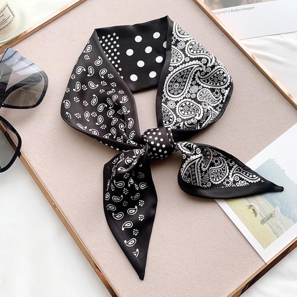 Luxury Fashion Skinny Silk Scarf, Women Bag Scarf, Neckerchief Headband