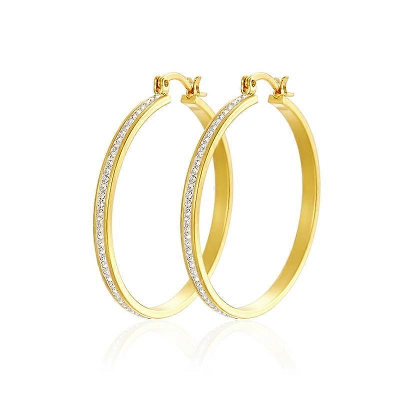 Sterling Silver/Gold Plated Zircon Hoop Earrings, Lightweight & Hypoallergenic, Compatible with Women (30–70mm)