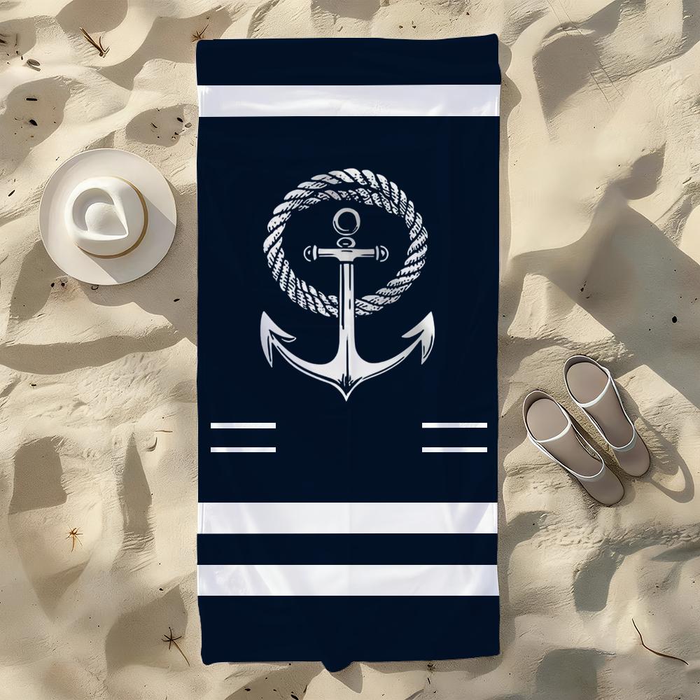 Nautical with Anchor and Rope Design Towel For Swim Yoga Gym Quick Drying Soft and Skin-friendly Beach Towels All-Season