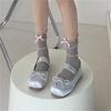 Lace Calf Socks Bowknot Middle Tube Sock Summer Hollow Out Stocking for Student Girl Lady Japanese Style Socks