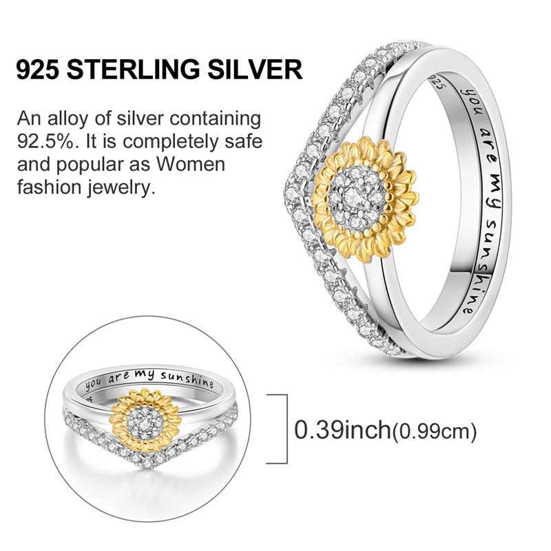 925 Sterling Silver Gold Ring Sparkling Infinite Love  Rings for Women Girl Wedding Jewelry Gifts