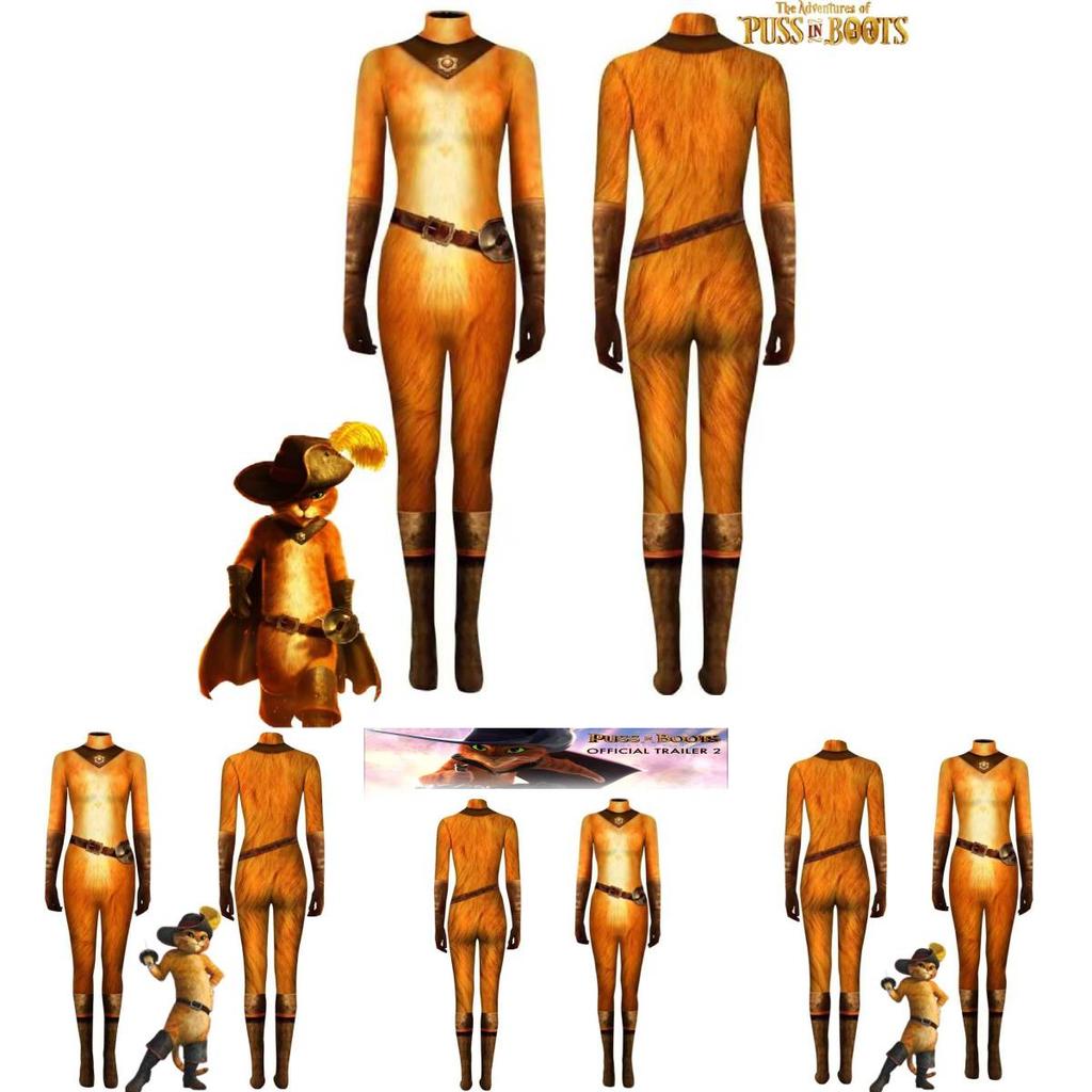 Puss In Boots Cosplay Costume Jumpsuit For Halloween Carnival