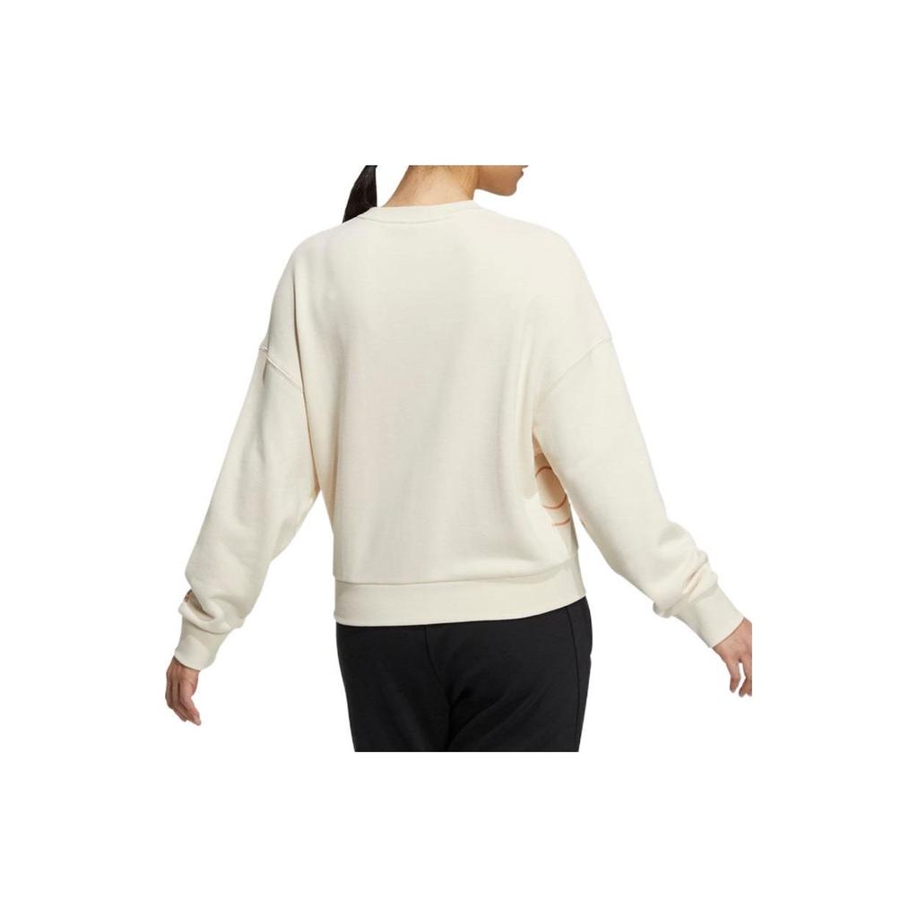 Adidas Large Logo Crew Neck Sports Casual Pullover Sweatshirt Women Sweatshirt Off-White HM9381