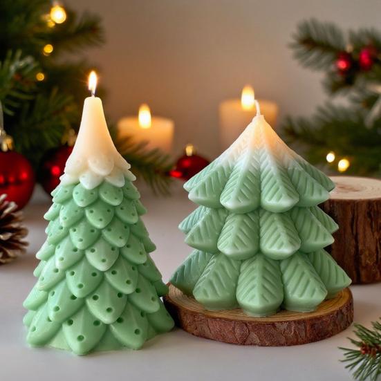 Christmas Tree Silicone Mold Handmade Aroma Candle Soap Resin Polymer Clay Mold Reusable DIY Holiday Craft Supplies