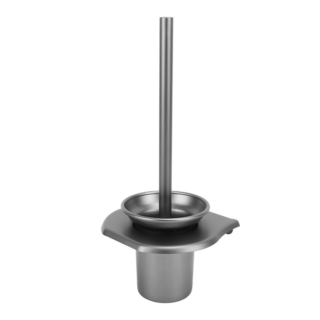 Toilet Brush with Storage Holder Aluminum Alloy Long Handle High Density Bristles Space Saving Toilet Scrubber for Home