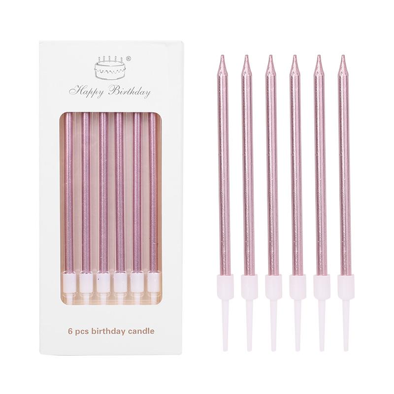 6pcs Metal Gold Birthday Candles DIY Colorful Cake Decorations Wedding Birthday Party Baby Shower Supplies Cake Candle Toppers