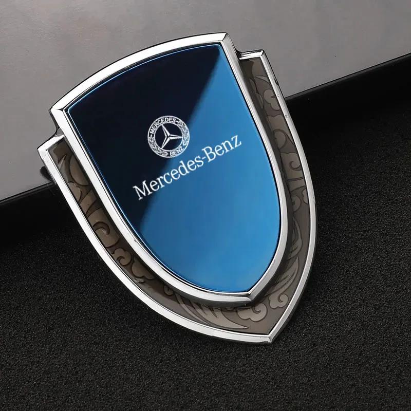 For  Mercedes Benz W124 W203 W204 CLA CLS SL SLC SLK A B C E S CLASS 3D Metal Car Side Fender Sticker Shield Badge Emblem Logo