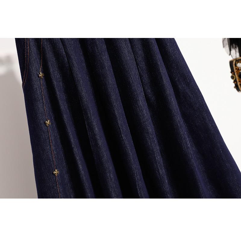 Dimanaf 2025 Plus Size Summer Elastic Denim Skirts Women A-Line Loose Skirt High Waist Vintage