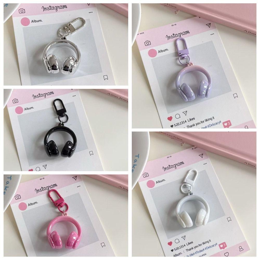 5Pcs Funny Headset Shape Keychain Colorful Car Key Ring Mini Earphone Shape Pendant  Bag Decoration