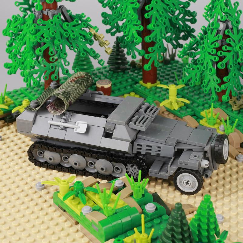 Non-Toxic Wwii Military North African Campaign Wheeled Armored Vehicle Tank Cannon Soldier Figures Building Blocks Weapon Truck Army Toy